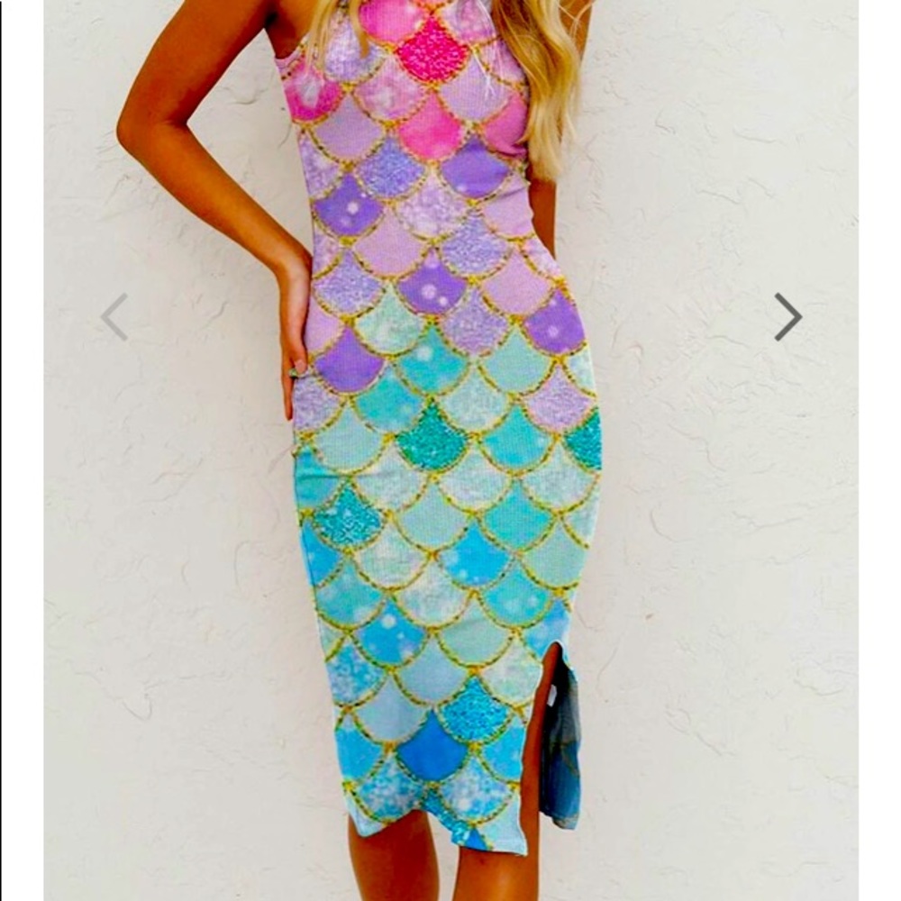 Bodycon Mermaid Scale Tank Dress L